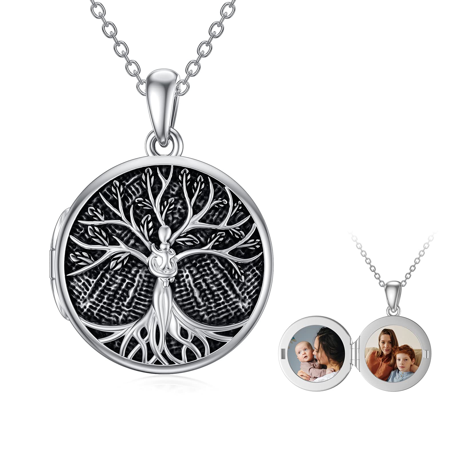 MUUYON Tree of Life Photo Locket Necklace Sterling Silver Daughter Necklace Daughter Birthday Graduation Gifts from Mom Grandmother