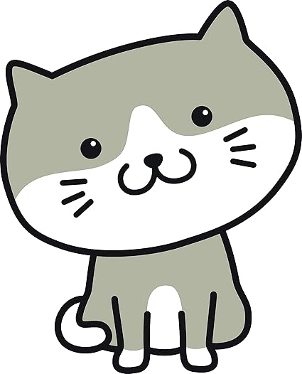 Amazon Com Cute Simple Gray White Kawaii Kitty Cat Cartoon Emoji