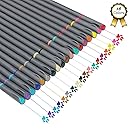 Huhuhero Fineliner Color Pen Set, 0.38 mm Fine Line Drawing Pen, Porous Fine Point Markers Perfect for Coloring Book and Bullet Journal Art Projects, Pack of 18 (Pack of 18)