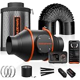 Spider Farmer 4 Inch Air Filtration Kit with Temp Humidity Controller | Includes GGS controller, inline fan, carbon filter, and 13 ft ducting for grow tent ventilation and hydroponics