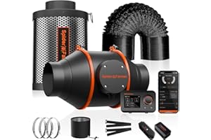 Spider Farmer Smart Air Filtration Kit 4", Inline Duct Fan, GGS Temperature Humidity Controller with WiFi App Control, Carbon Filter Combo, 25Ft Ducting, Ventilation System for Grow Tent, Hydroponics