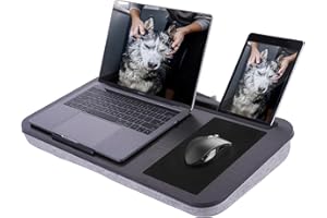 ASIEIT New Laptop Lap Desks for Adults, Fits Up to 17.3" Laptops, Portable Laptop Desk for Bed, Multi-Functional Bed Desk with Mouse Pad, Cushion, Phone Holder & Handle, Lap Stand for Bed, Couch, Car