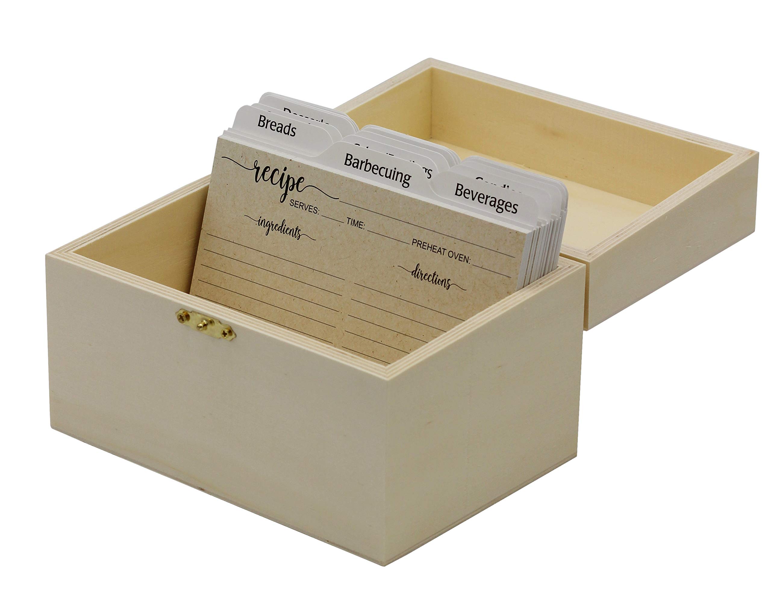 Creative Hobbies® Ready to Decorate Wooden Recipe Box with Hinged Lid and Front Clasp - Make Your Own Gift, Jewelry, Photo Box