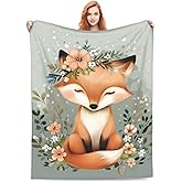 amepay Cute Flower Fox Blanket Gifts for Kids Girls Animal Flannel Throw Blankets Soft Comfy Lightweight for Home Decor Couch Bed Sofa 60x50 Inches