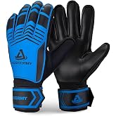Aegicormy Goalie Goalkeeper Gloves with Finger Protection Breathable Soccer Gloves with Extra Grip, Unisex Youth and Adult, Black/Green, Sizes 5-10