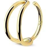 OUFER 20G Nose Rings Hoops, 9K Solid Gold Double Row Nose Rings, Seamless Open Cartilage Earrings, Nose Piercing Jewelry for Women and Men