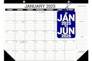 VOVEA Desk Calendar 2025-2026 - 18-Month Desk/Wall Calendar, Jan 2025 - June 2026, 17" x 11.5", Thick Paper, Large Ruled Blocks, Clear Plastic Cover for Home School Office Easy Organizing
