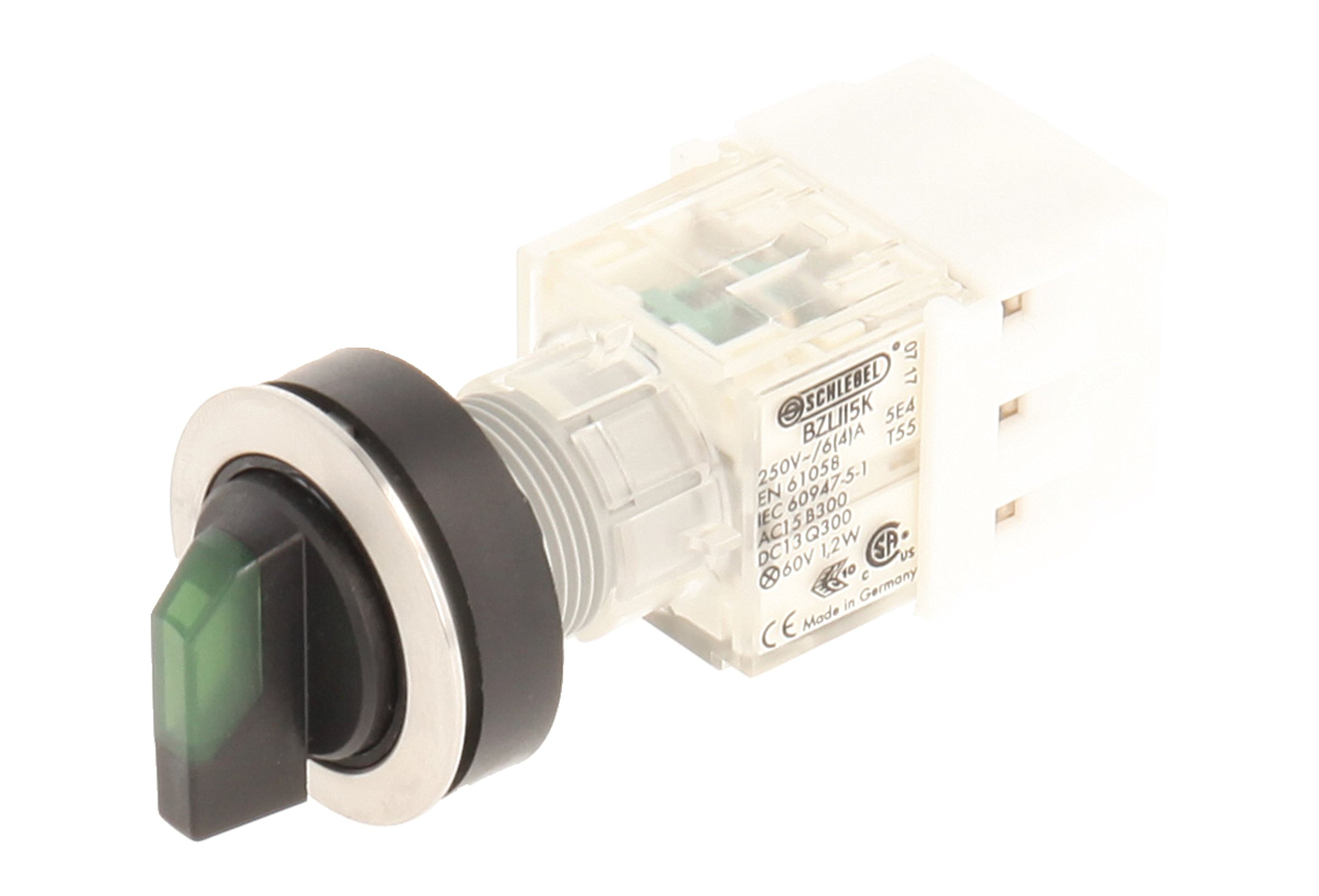 Club 23.001.396 Light Selector Latching rastend – Stainless Steel – 3 Positions Momentary Contact Master 2 Closers With Lamp Socket t5,5 K LED 24 V, SCREW TERMINAL, GREEN (Pack of 2)