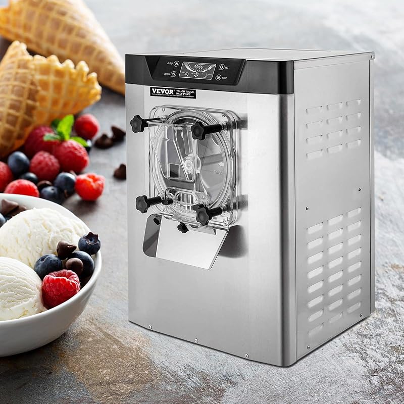 Máquina Helados Blandos YKF-618,16-20 L, Máquina de Helado de Servido Suave Acero Inoxidable 304, Heladeras Hacer Helado Cremoso, PVC de Grado Alimenticio Panel LCD Inteligente, 40 x 50 x 70 cm
