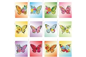 GLASSWINDS 12 Pcs Pre Drawn Canvas to Paint for Adults, 8 x 10 Inch Paint Canvases for Painting, Pre Printed Canvas Set Sip and Paints Kit for Paints Party Favors(Butterfly)