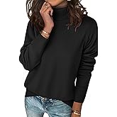 Zeagoo Women's Turtleneck Sweater Long Sleeve Spilt Hem Casual Knit Pullover Chunky Fall Winter Jumper Top 2026
