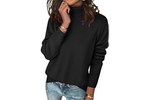 Zeagoo Women's Turtleneck Sweater Fall Winter Long Sleeve Split Hem Casual Knitted Pullover Tops 2025