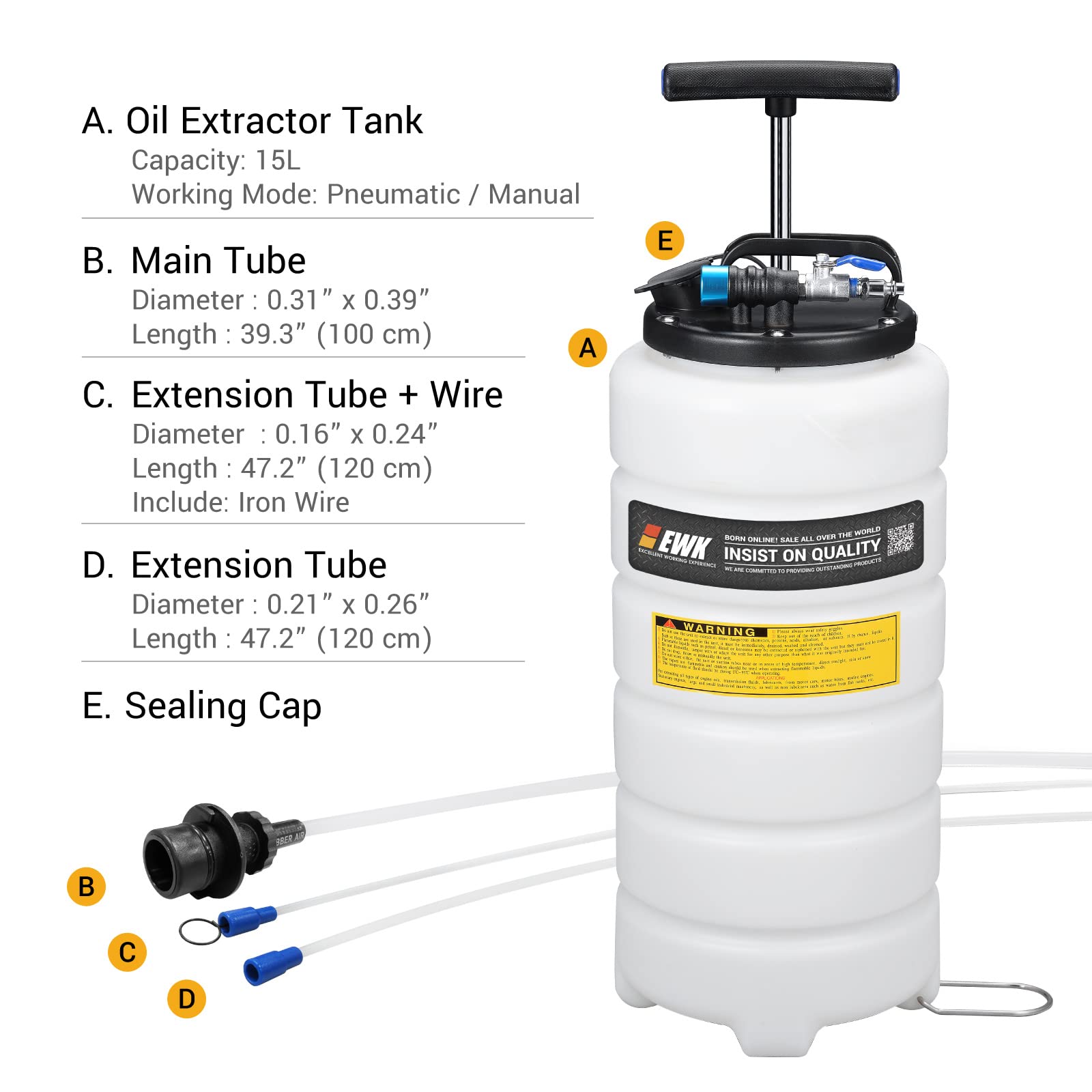 thumbnail image 2 of Brake Bleeding Hose For EWK Fluid Extractors – 1.5M Long, Fits Most Brake Systems (Cars, Motorcycles, ATVs) 2 of 11