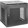 Tecmojo Elite Collection 12U Wall Mount Server Cabinet IT Network Rack Enclosure Lockable Mesh Door and Side Panels, 23.6inch Depth Black, PDU, Media, Switch Storage
