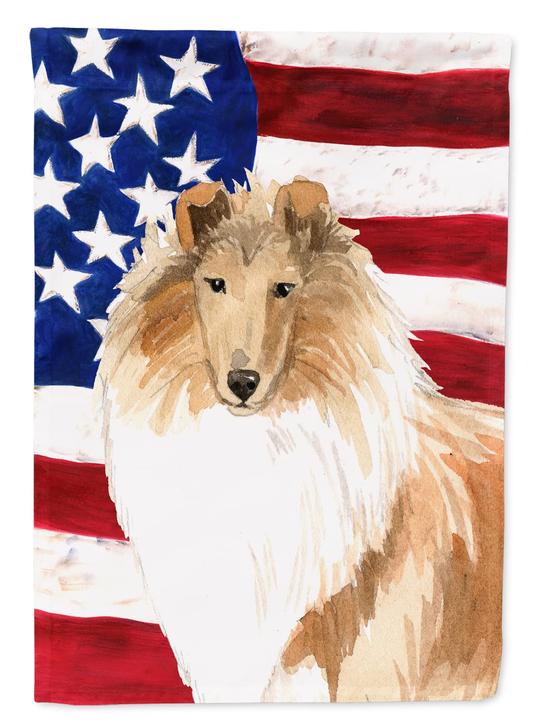 Caroline's Treasures CK1719CHF Patriotic USA Rough Collie Flag Canvas House Size, Large, Multicolor