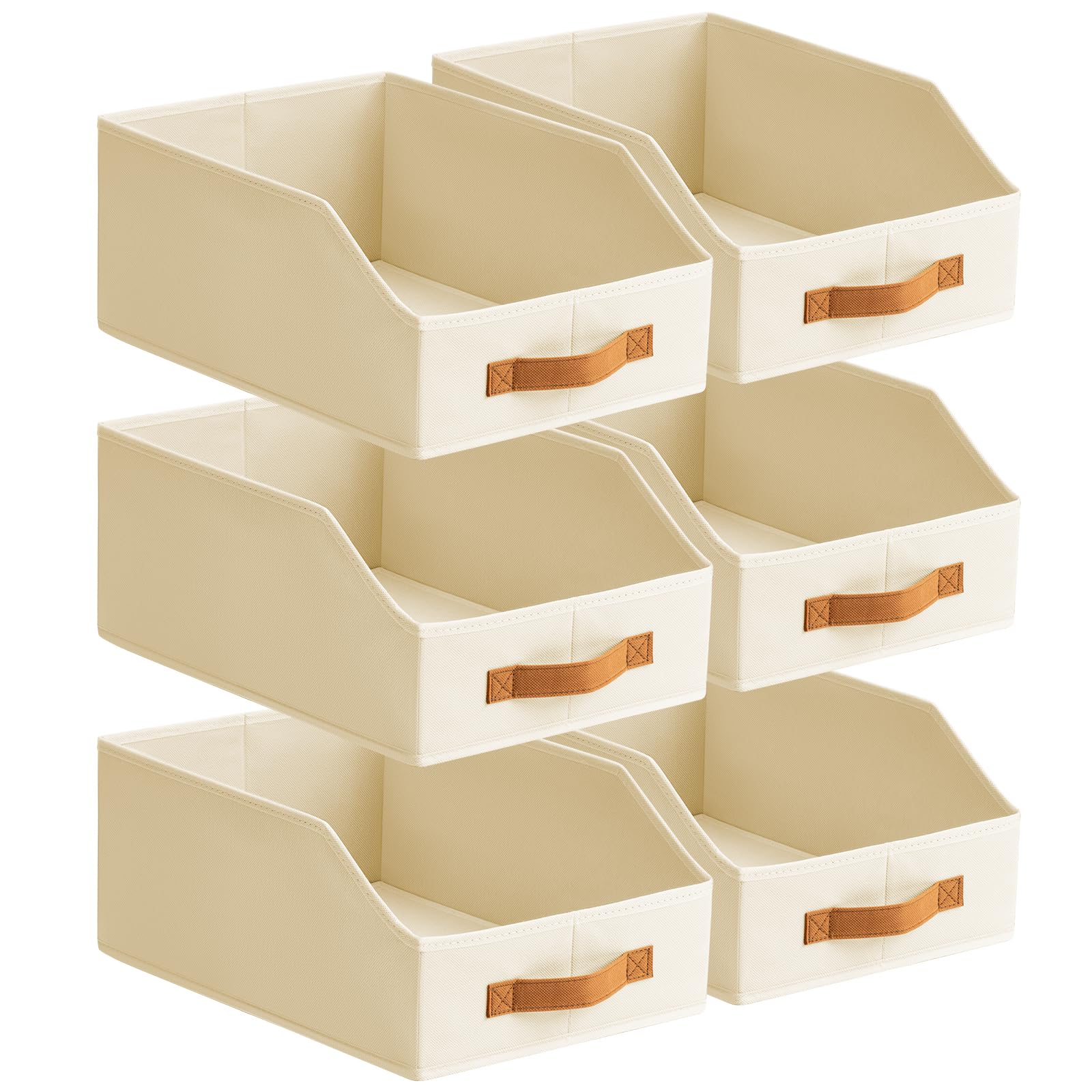 Photo 1 of Homsorout Fabric Storage Bins for Organizing - 6 Pack Large Trapezoid Collapsible Storage Bins with Front Handle, Closet Organizers and Storage for Bedroom, Home Shelves, Small Spaces, Beige