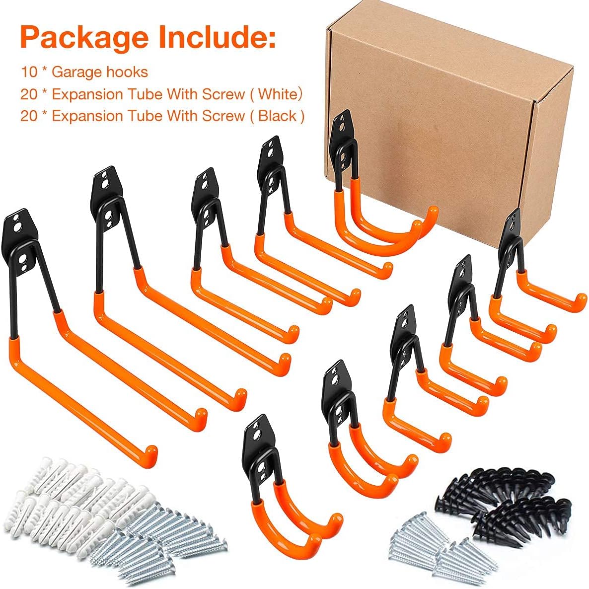 Dstper Garage Hooks, Garage Organizer Utility Hooks, Heavy Duty Garage Storage, Tool Hangers for Garage Wall Utility Wall Garage Hooks and Hangers with Anti-Slip Coating for Tools, Ladders and Bikes - - 