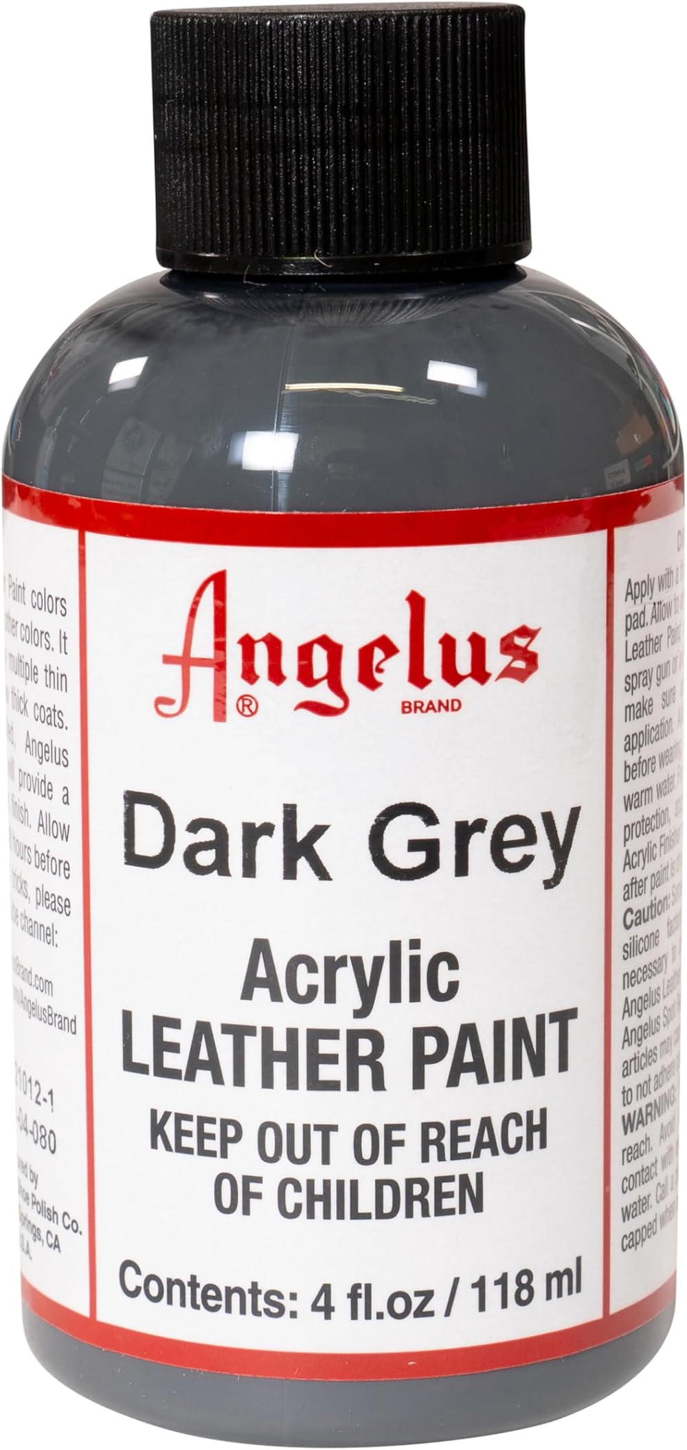 Angelus Leather Paint 4 Oz Dark Grey - Durable, Easy to Use, Customizable