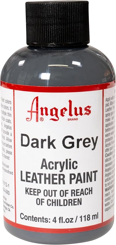 Angelus Leather Paint 4 Oz Dark Grey - Durable, Easy to Use, Customizable