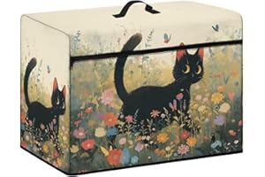 Goronwyfloyd Cute Black Cat and Flowers Sewing Machine Cover with Organizer Bag for Accessories Dustproof and Machine Washable Cover Compatible with Singer and Brother Sewing Machine