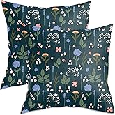 2 Pack Retro Forest Wildflower Throw Pillow Covers, 18x18 Pillow Cover, Decorative Couch Pillow Covers Flower Decor Pillowcase for Sofa Cushion Sofa Home Bedroom Bed Office Car Seat Living Room