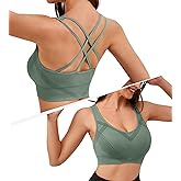 Sports Bras for Women Large Bust Medium Support Cross Back Strappy Sports Bra Padded Workout Yoga Bras for Women Gym Tops