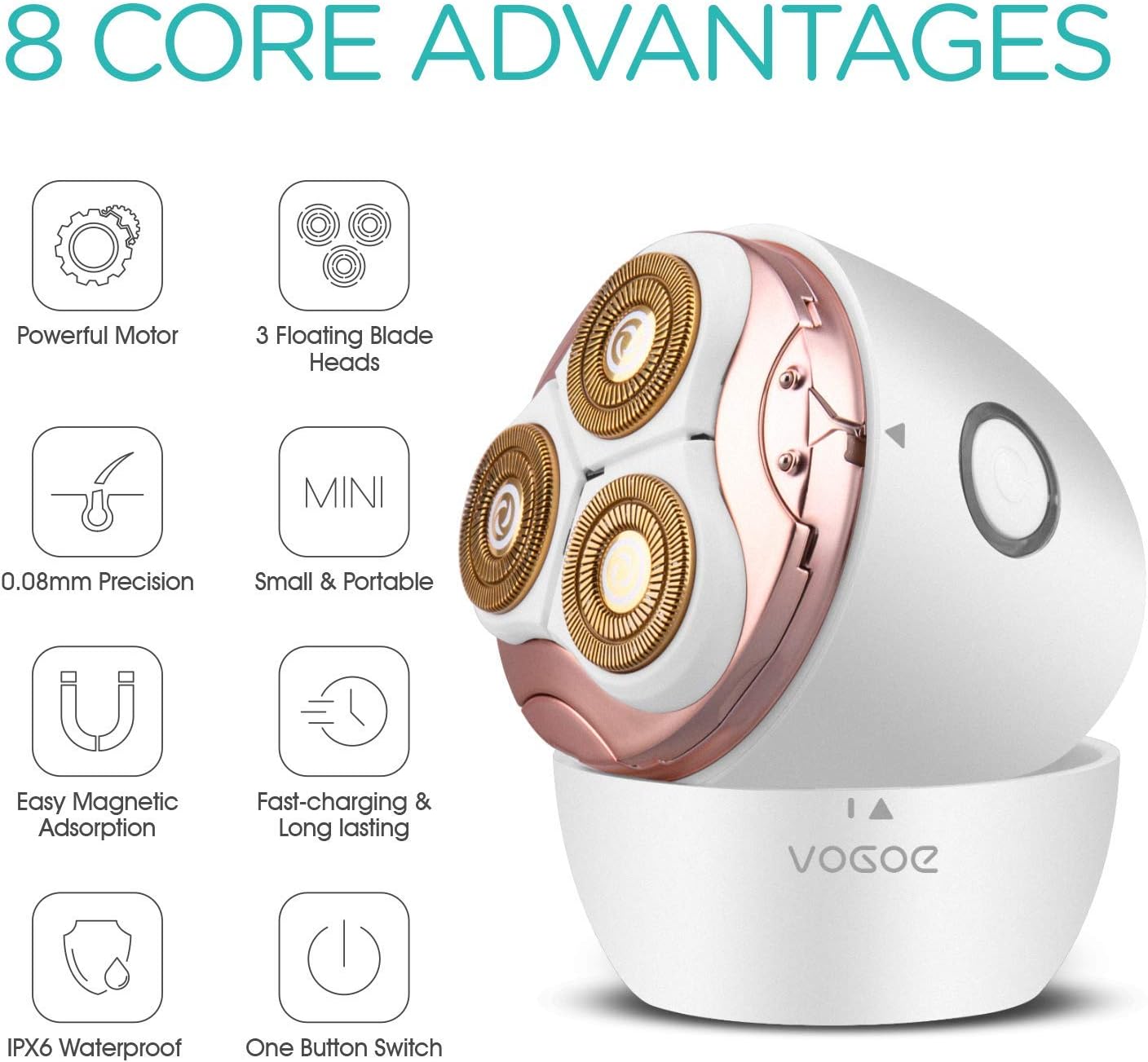 VOGOE Electric Shaver for Women Wet and Dry Rotary Razor - Image 3