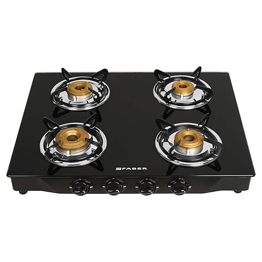 Buy Faber Gas Stove 4 Burner Glass Cooktop (Jumbo 4BB BK)Auto Ignition