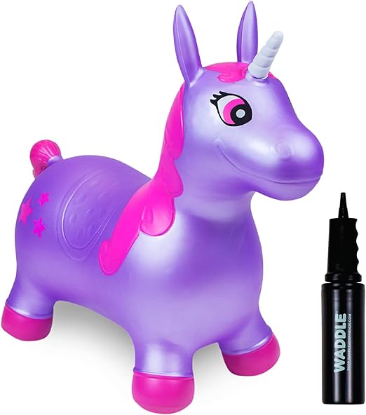 purple horn unicorn riding toy