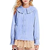 Barry Banny Girls Dress Shirt Button Down Blouse Kids School Uniform with Peter Pan Collar Size 6-16Y