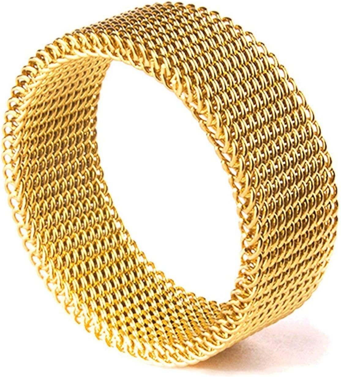 Milo Bruno 8MM Stainless Steel Mesh Ring (Gold)