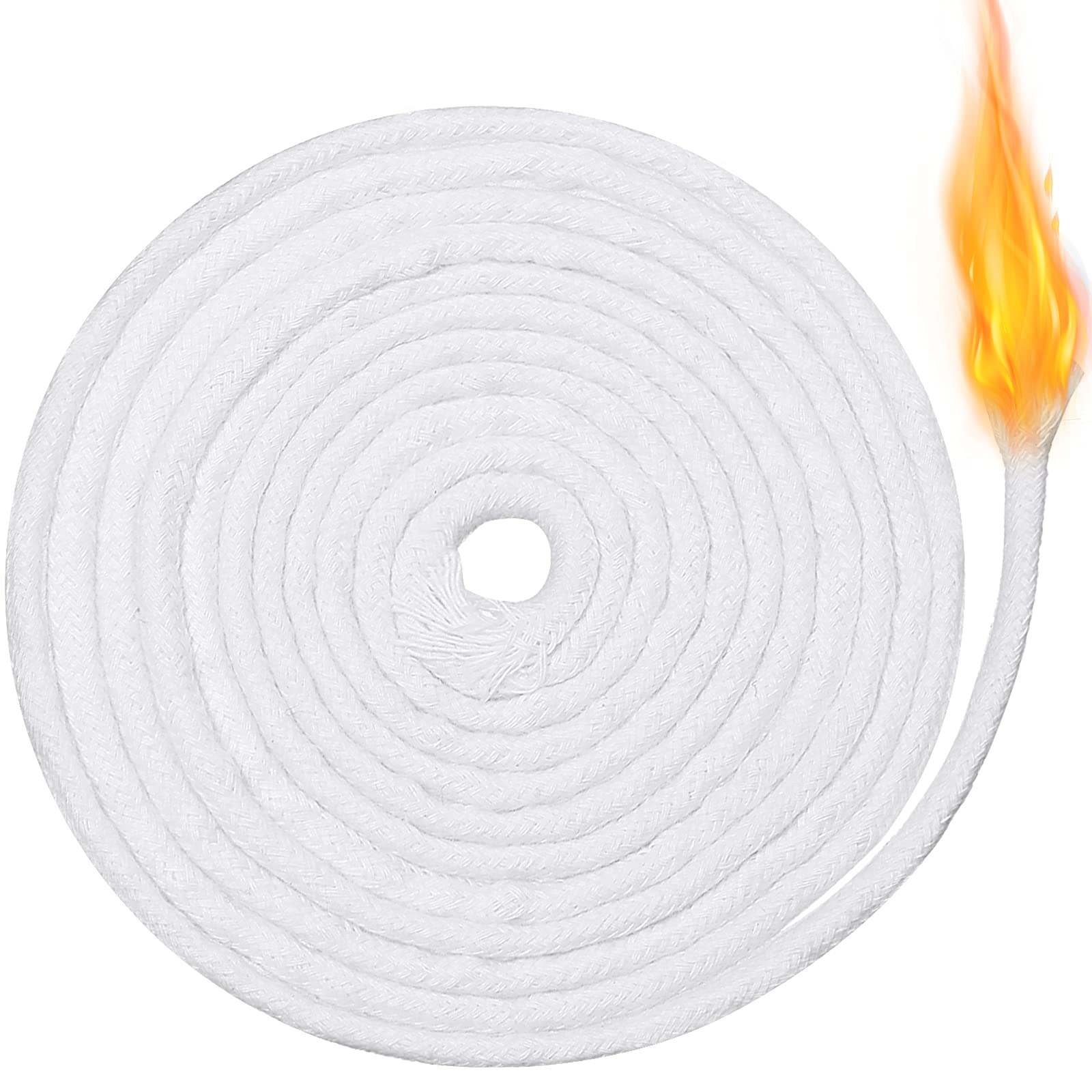 6.56 Feet Cotton Replacement Wick Round Braided Cotton Wick for Oil Lamp Candle Wick for DIY Oil Lamps and Candles (4mm/ 0.16 Inch)