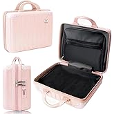 GigabitBest 14 Inch Portable Makeup Travel Case Hand Luggage, Hard Shell ABS Cosmetic Organizer with Safety Lock, Small Carry-On Travel Bag for Women(Pink)