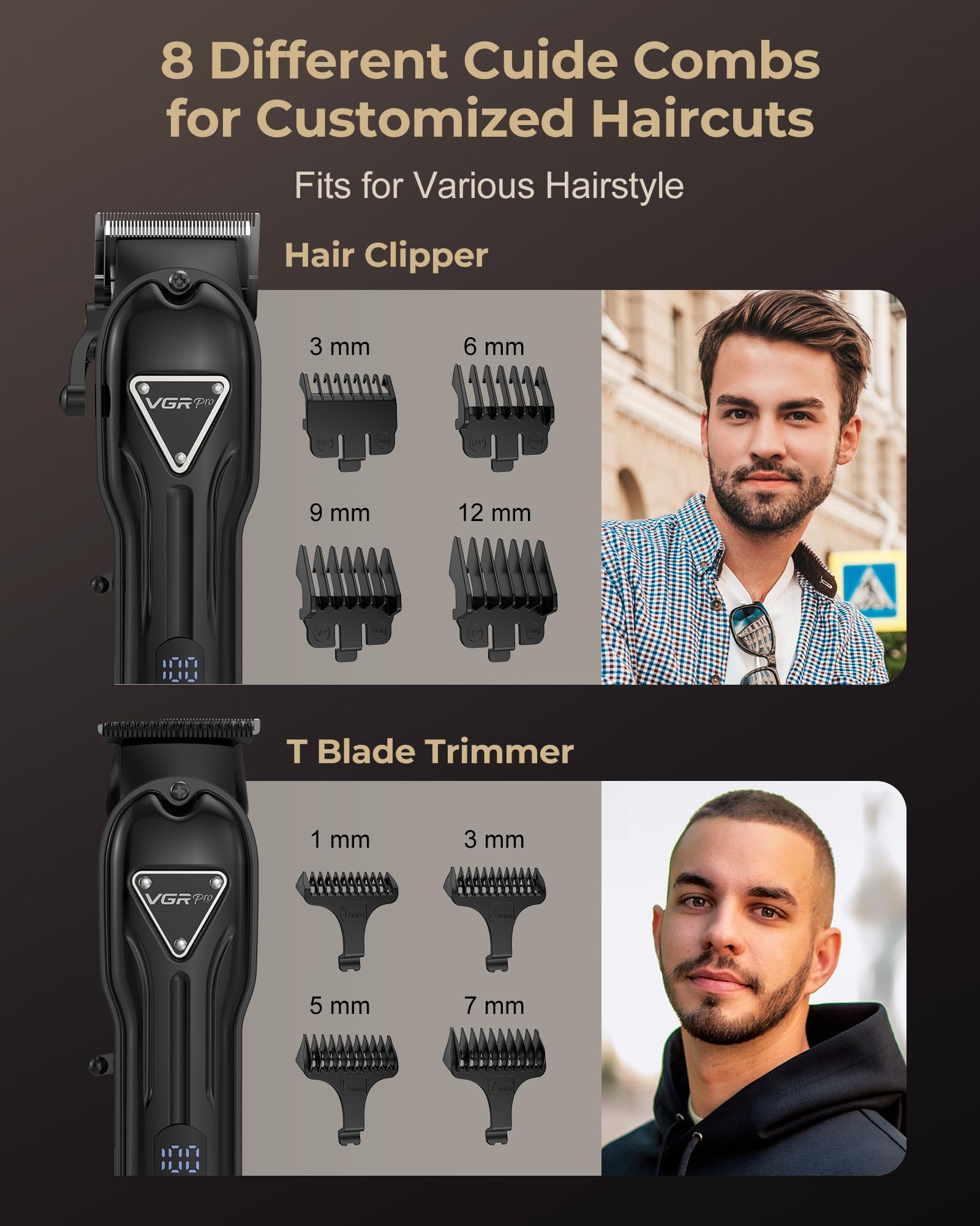 Electric Hair Clippers for Men, Cordless Clipper and Trimmer Set, Clippers for Hair Cutting Kit with Long Battery Life, Hair Grooming Trimmer for Family Kids and Self-Haircut Use