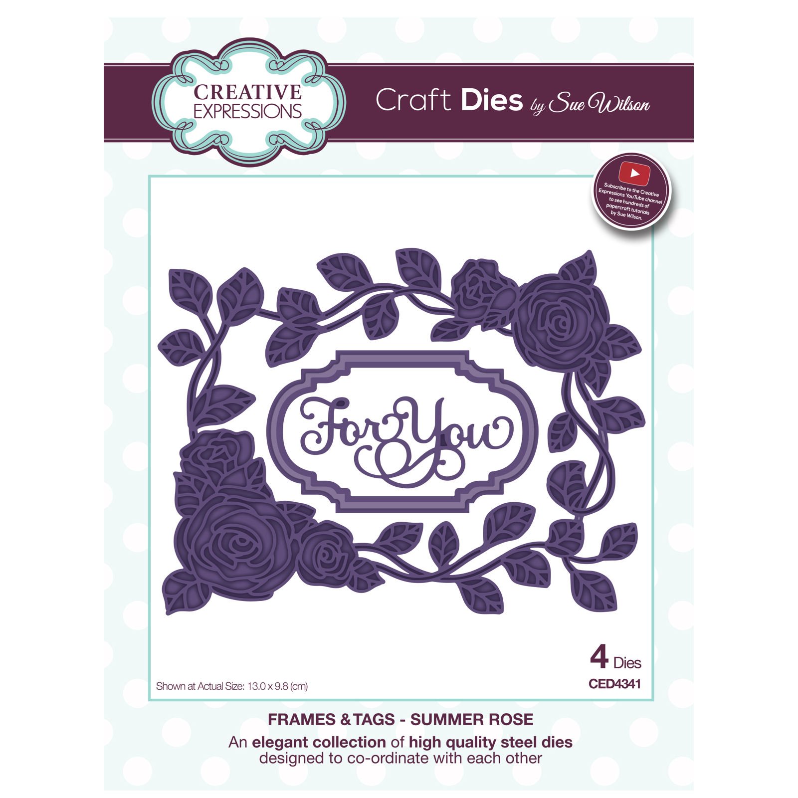 Sue Wilson Frames and Tags Collection Summer Rose Die, Metal, Silver, 23 x 18 x 0.8 cm