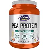 NOW Foods Sports Nutrition, Pea Protein 25 g With BCAAs, Easily Digested, Vanilla Toffee Powder, 2-Pound