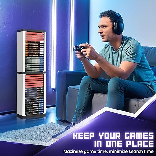 TNP Universal Video Game Storage Tower for PS5, PS4, PS3, Nintendo Switch,  Xbox One, Xbox Series S/X White V