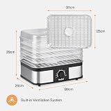 VonShef Food Dehydrator 5 Tier 250W Temperature 40-70C Stainless view 2