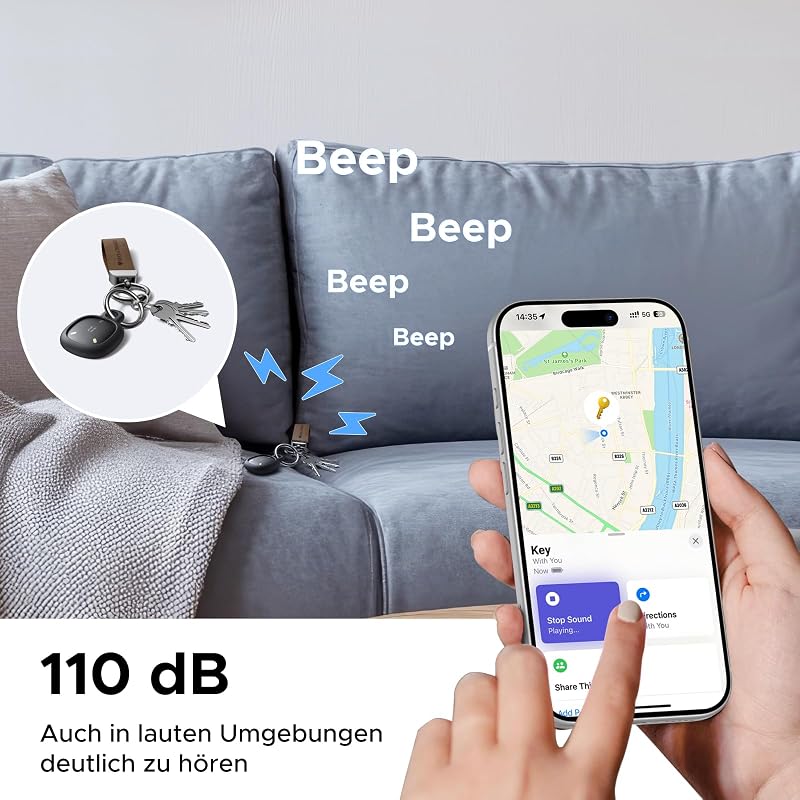 FineTrack Mini Duo 2 Tracker kompatibel mit iOS & Android, 4 Pack