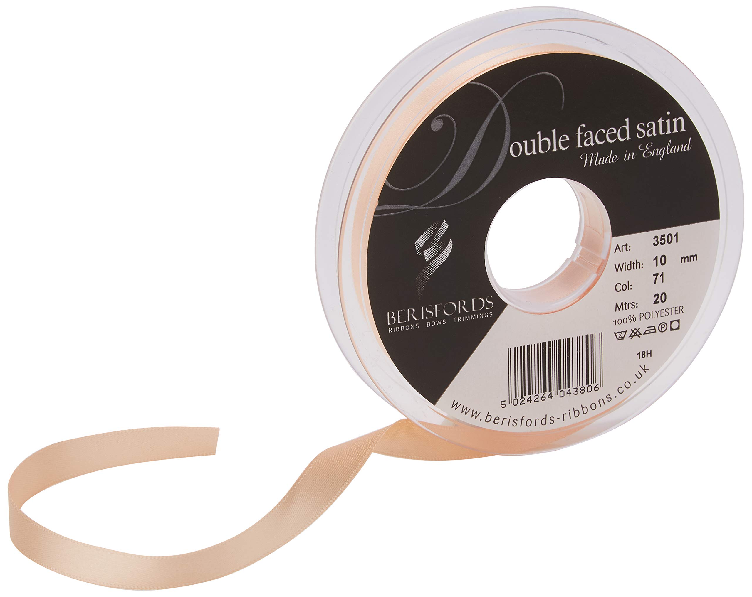 Berisfords Ribbon, Peach, 10 mm
