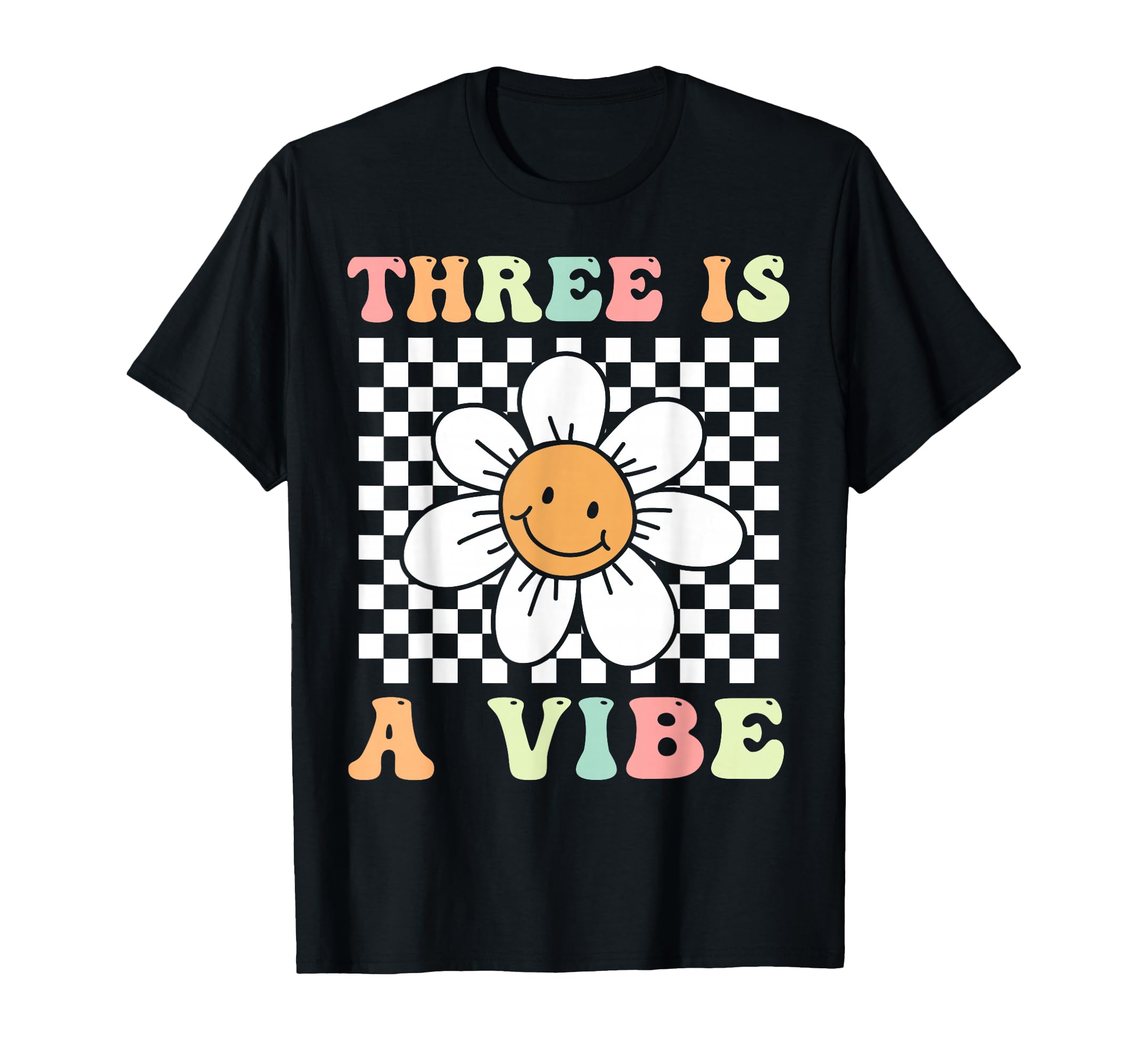 Photo 1 of ** UNKNOWN SIZE***Three Is A Vibe Cute Groovy 3rd Birthday Party Daisy Flower T-Shirt