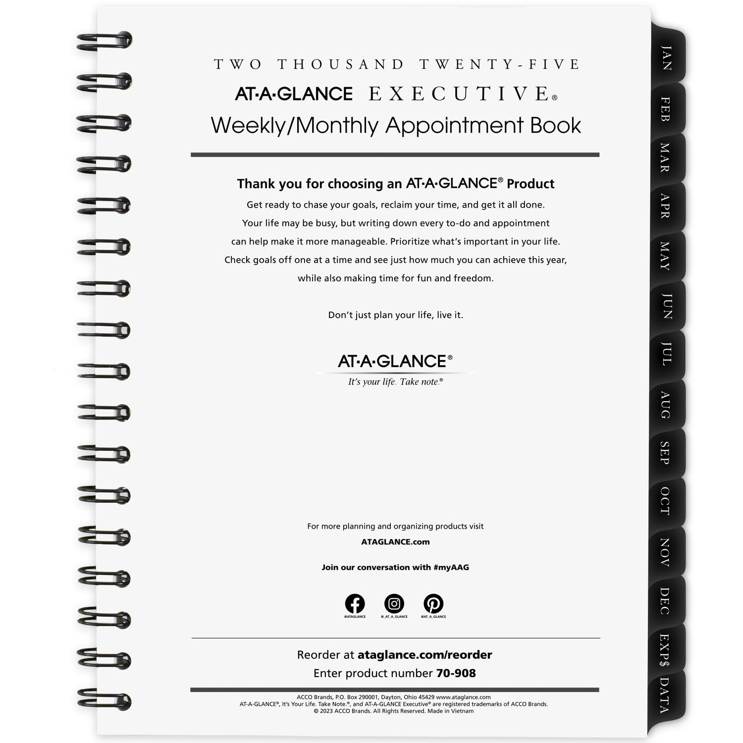 AT-A-GLANCE Executive 2025 Appointment Book Planner Refill for 70-545, Weekly & Monthly, 6-1/2″ x 8-3/4″, Medium (709081025)