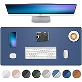 Non-Slip Desk Pad,Mouse Pad,Waterproof PVC Leather Desk Table Protector,Non-Slip PU Leather Desk Blotter, Easy Clean Laptop Desk Writing Mat for Office Work/Home/Decor(Grey Blue, 24" x 13.7")