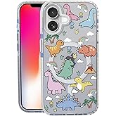 Nimeey Little Dinosaur for iPhone 17 Case,MagSafe Compatible,Matte Soft Slim Shockproof Cover,Anti-Fingerprint,Anti-Yellowing,Anti-Scratch Back,Magnetic Phone Case for Women,Girl,Cute,Girly,Clear