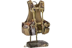 AMHEH Turkey Hunting Vest - Magnetic Seat Cushion, Game Pouch, Quick Access, Silent and Anti Glare, Fit Most Men's Body