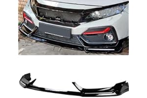 ORIVIN Front Bumper Lip W/Light Hatchback Front Bumper Spoiler Compatible with 2017-2021 Honda Civic Air Dam Spoiler Splitter Chin Diffuser Protector Body Kit,Glossy Black