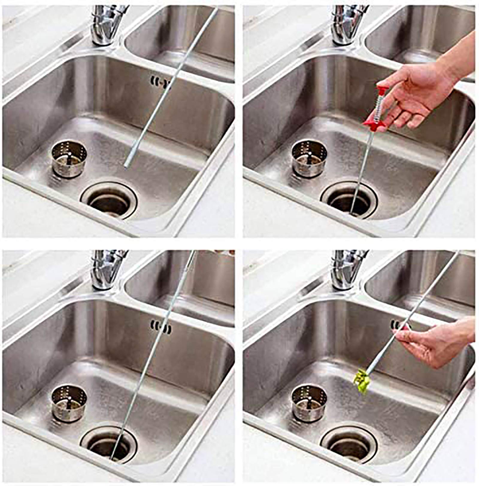 Drain Snake, Drain Clog Remover - Gutter Cleaning Tools Drain Cleaner for Toilet Sewer Shower Kitchen Bathroom Tub Clogged Drains Opener Cleaning Tool, Flexible Grabber Claw Pick Up Reacher (79 inch)