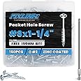 Pocket Hole Screws 1-1/4 Inch, FIXLINK Pocket Screws #8 X 1-1/4", 150 PCS, Zinc Coated Pocket Hole Screw for Outdoor, Square 