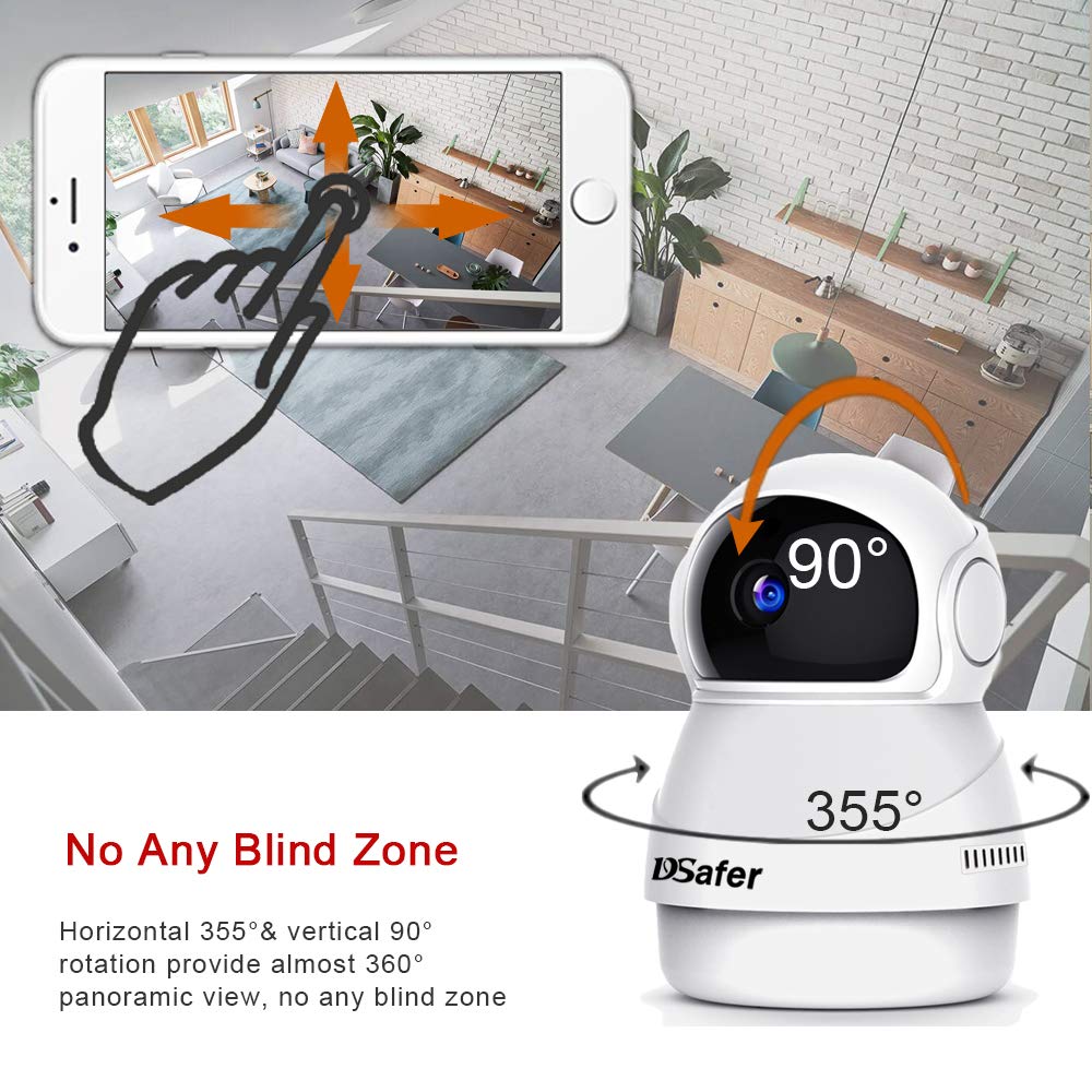 DSafer Wifi Camera 1080P Pan Tilt Zoom 360 Degree Wireless IP Camera with Motion Detection Night Vision 2 Way Audio Indoor Home Security Cloud Camera for Baby/Kids/Pets/Elder Monitor