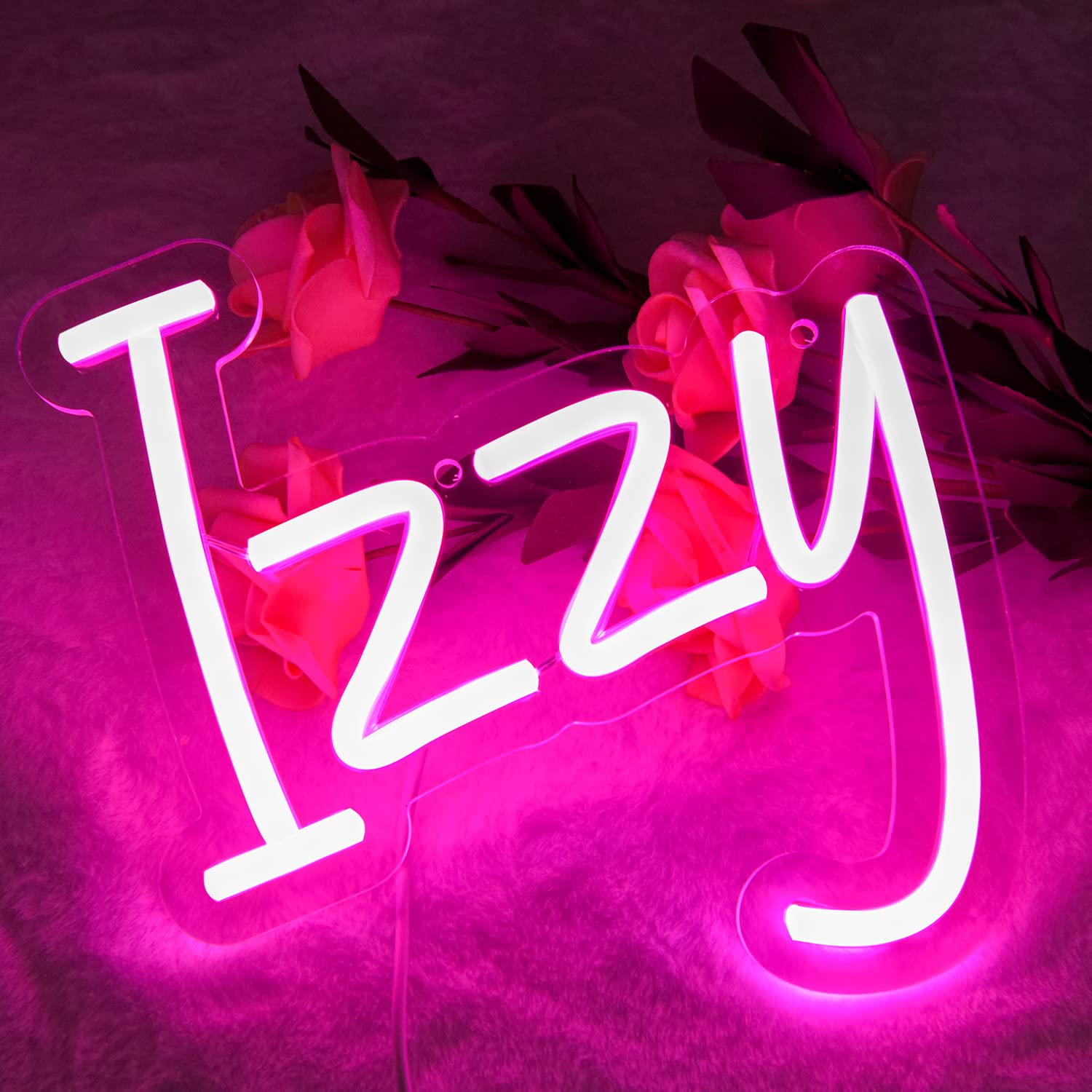 attneon Izzy Name Neon Sign for Wall Decor,LED Name